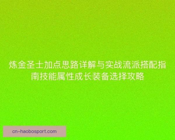 炼金圣士加点思路详解与实战流派搭配指南技能属性成长装备选择攻略